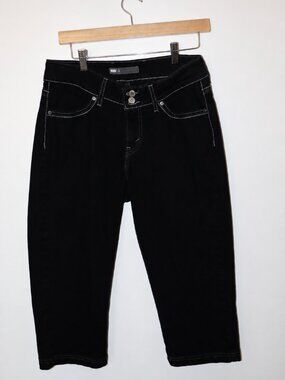 Levi's Women's Black Denim Capri Jeans Size 8 W29 Stretch Contrast Stitch